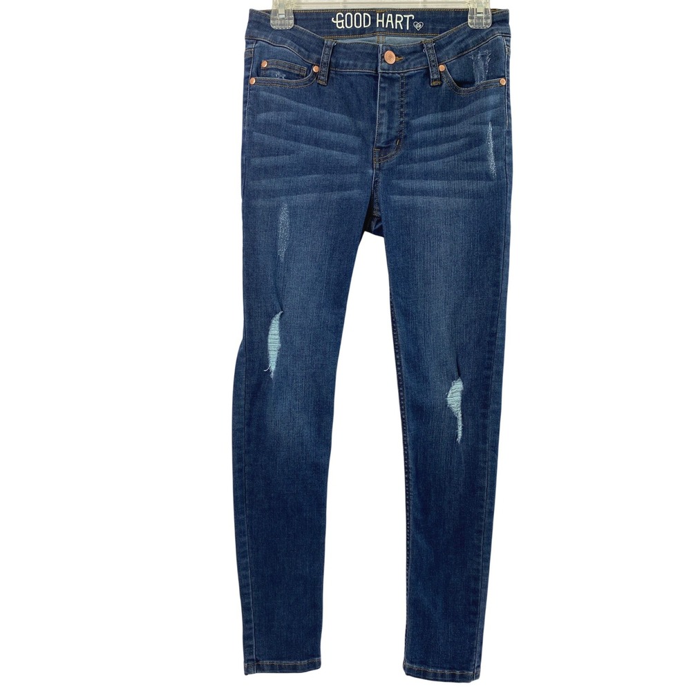 Good‎ Hart Jeans Womens 4 Somerset Skinny Distressed Medium Wash Denim Casual